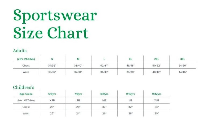 Aberystwyth University - Rugby Union (Women's) - Contact Top - Size Guide