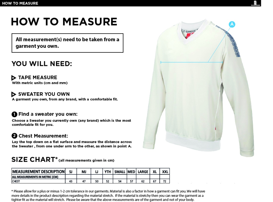 Aberystwyth University - Dual Long Sleeve Sweater - Size Guide